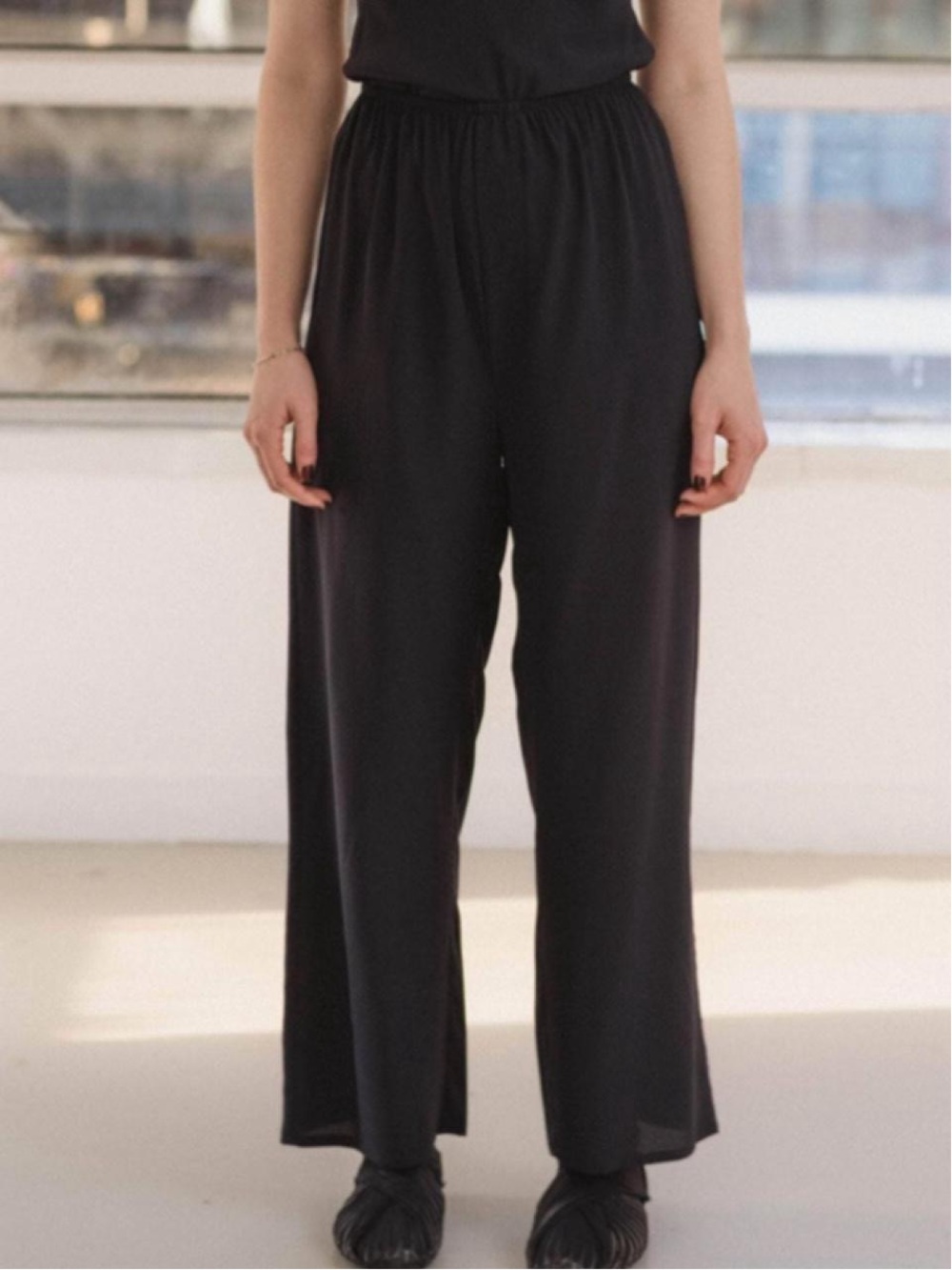 Baserange silk stoa pants black size small